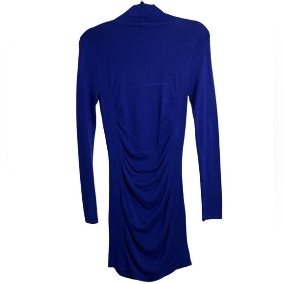 Express Long Sleeve Ruched Mini Dress Blue Size Small - Picture 2 of 3